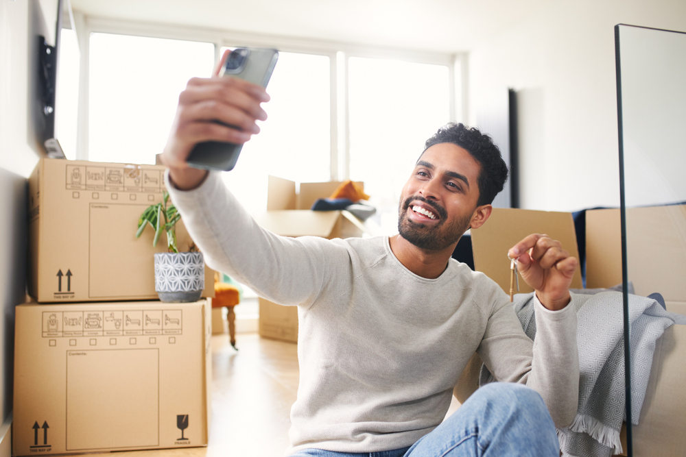 Man moving into his new apartment